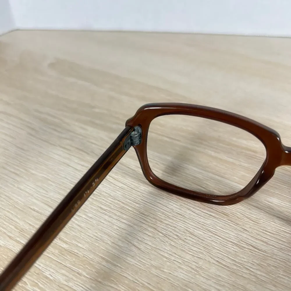 Vintage USS 4 1/2 - 5 3/4 USS 52-20 Eyeglasses Full Rim Frames ONLY Brown